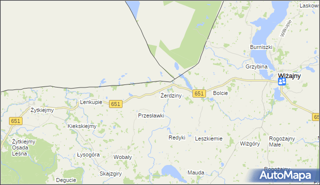mapa Żerdziny gmina Dubeninki, Żerdziny gmina Dubeninki na mapie Targeo