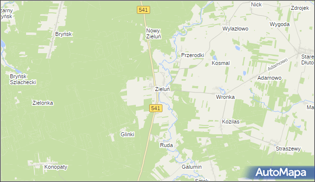 mapa Zieluń-Osada, Zieluń-Osada na mapie Targeo
