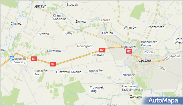 mapa Zofiówka gmina Łęczna, Zofiówka gmina Łęczna na mapie Targeo