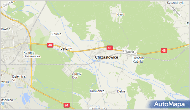 mapa Chrząstowice powiat opolski, Chrząstowice powiat opolski na mapie Targeo