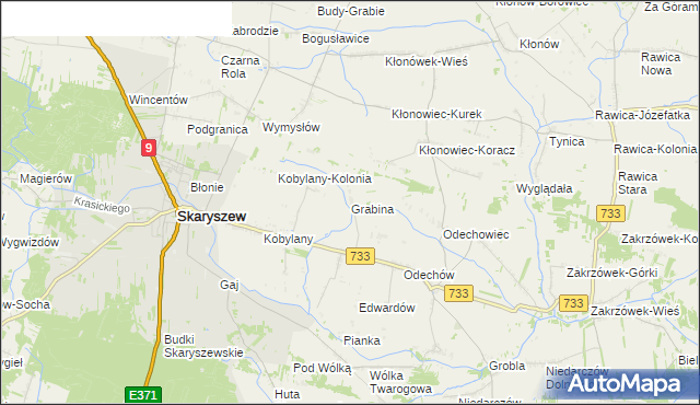 mapa Grabina gmina Skaryszew, Grabina gmina Skaryszew na mapie Targeo