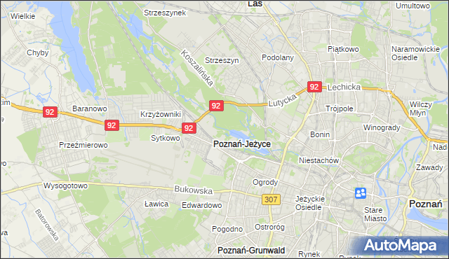 mapa Jeżyce gmina Poznań, Jeżyce gmina Poznań na mapie Targeo