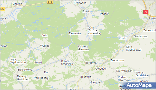 mapa Kudłacz Gajówka, Kudłacz Gajówka na mapie Targeo