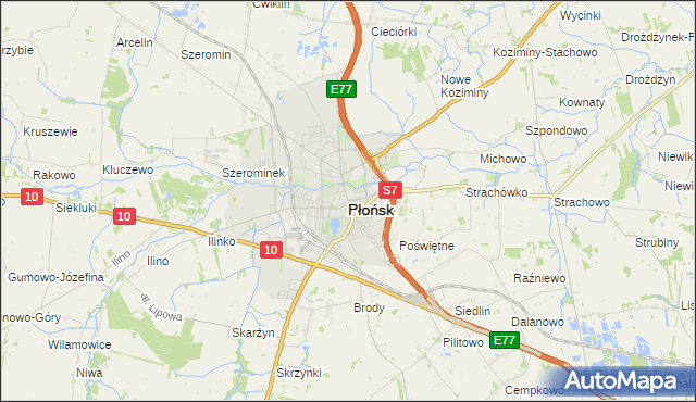 mapa Płońsk, Płońsk na mapie Targeo