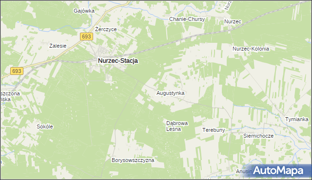 mapa Augustynka gmina Nurzec-Stacja, Augustynka gmina Nurzec-Stacja na mapie Targeo