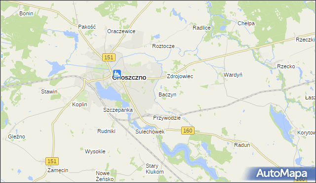 mapa Baczyn gmina Choszczno, Baczyn gmina Choszczno na mapie Targeo