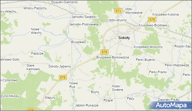 mapa Bruszewo-Borkowizna, Bruszewo-Borkowizna na mapie Targeo