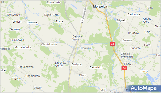 mapa Chałupki gmina Morawica, Chałupki gmina Morawica na mapie Targeo