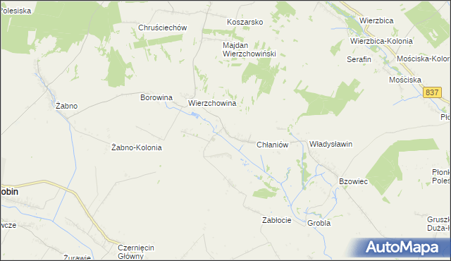 mapa Chłaniów-Kolonia, Chłaniów-Kolonia na mapie Targeo