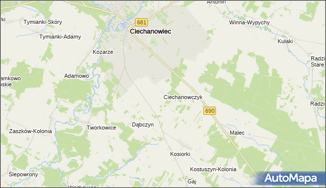 mapa Ciechanowczyk, Ciechanowczyk na mapie Targeo