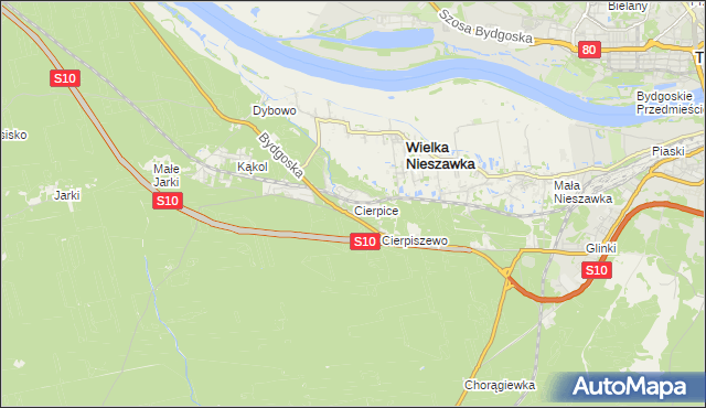 mapa Cierpice gmina Wielka Nieszawka, Cierpice gmina Wielka Nieszawka na mapie Targeo