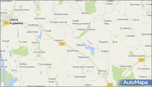 mapa Dębianki gmina Izbica Kujawska, Dębianki gmina Izbica Kujawska na mapie Targeo