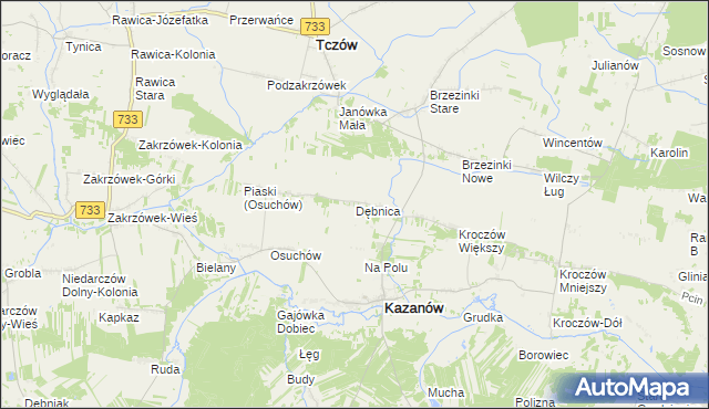 mapa Dębnica gmina Kazanów, Dębnica gmina Kazanów na mapie Targeo