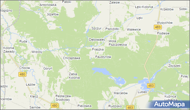 mapa Faustynów, Faustynów na mapie Targeo