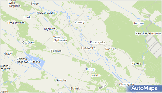 mapa Guzowatka gmina Baranowo, Guzowatka gmina Baranowo na mapie Targeo