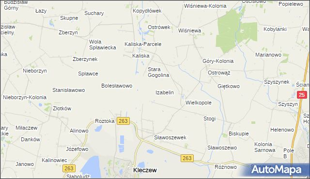 mapa Izabelin gmina Kleczew, Izabelin gmina Kleczew na mapie Targeo