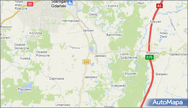 mapa Jabłowo, Jabłowo na mapie Targeo