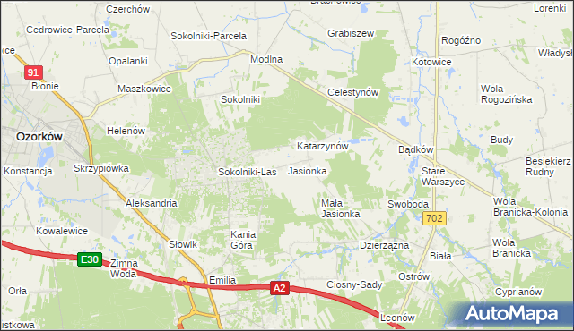 mapa Jasionka gmina Zgierz, Jasionka gmina Zgierz na mapie Targeo