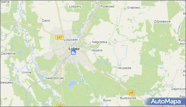 mapa Kołdrąb gmina Łobez, Kołdrąb gmina Łobez na mapie Targeo