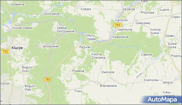 mapa Kolonia Zimkówka, Kolonia Zimkówka na mapie Targeo