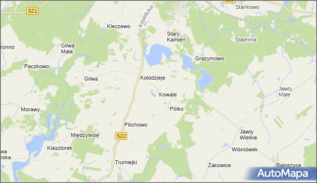 mapa Kowale gmina Prabuty, Kowale gmina Prabuty na mapie Targeo