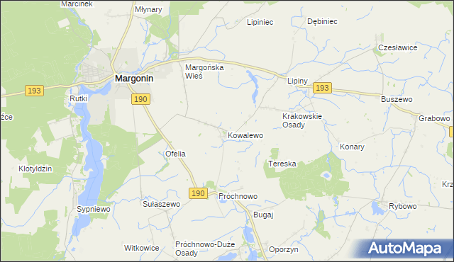 mapa Kowalewo gmina Margonin, Kowalewo gmina Margonin na mapie Targeo