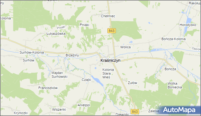 mapa Kraśniczyn, Kraśniczyn na mapie Targeo