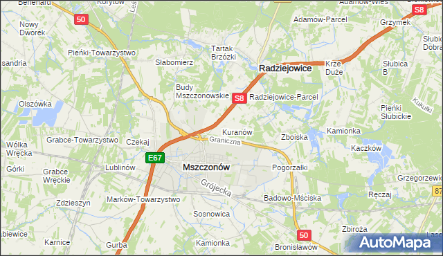 mapa Kuranów, Kuranów na mapie Targeo