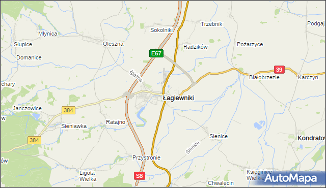 mapa Łagiewniki powiat dzierżoniowski, Łagiewniki powiat dzierżoniowski na mapie Targeo