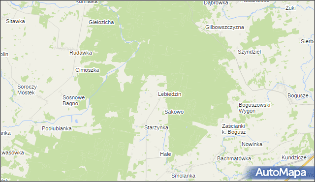 mapa Lebiedzin gmina Sokółka, Lebiedzin gmina Sokółka na mapie Targeo