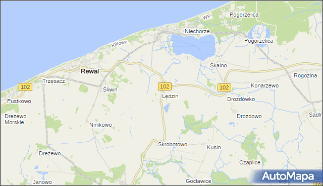 mapa Lędzin, Lędzin na mapie Targeo