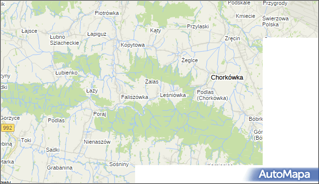 mapa Leśniówka gmina Chorkówka, Leśniówka gmina Chorkówka na mapie Targeo
