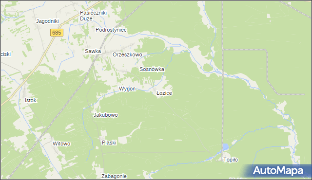 mapa Łozice gmina Hajnówka, Łozice gmina Hajnówka na mapie Targeo