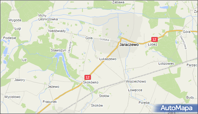 mapa Łukaszewo gmina Jaraczewo, Łukaszewo gmina Jaraczewo na mapie Targeo