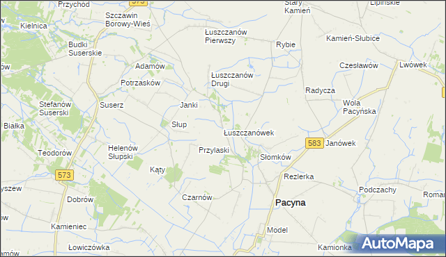 mapa Łuszczanówek, Łuszczanówek na mapie Targeo