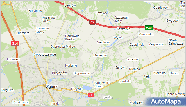 mapa Maciejów gmina Zgierz, Maciejów gmina Zgierz na mapie Targeo