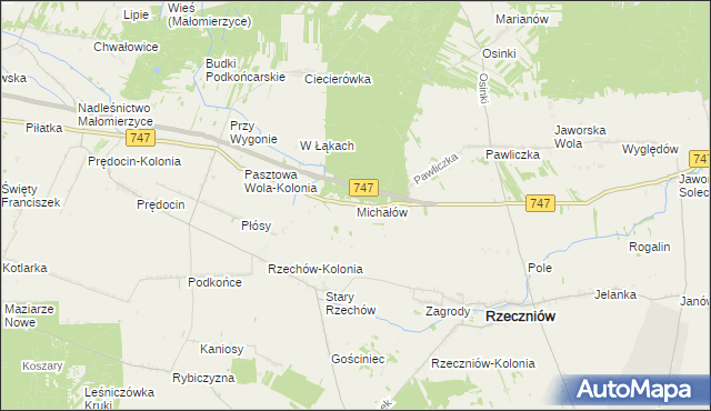 mapa Michałów gmina Rzeczniów, Michałów gmina Rzeczniów na mapie Targeo