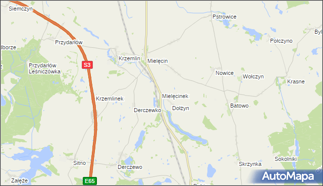 mapa Mielęcinek, Mielęcinek na mapie Targeo