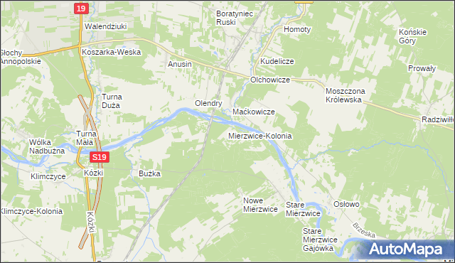 mapa Mierzwice-Kolonia, Mierzwice-Kolonia na mapie Targeo