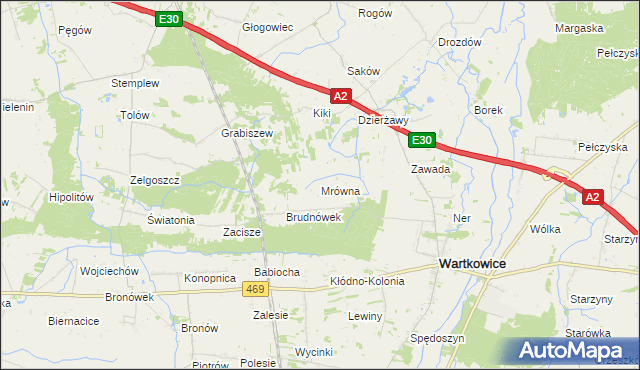 mapa Mrówna, Mrówna na mapie Targeo