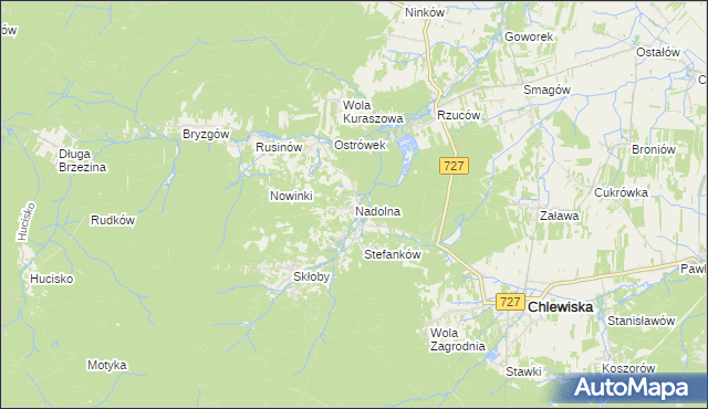 mapa Nadolna gmina Chlewiska, Nadolna gmina Chlewiska na mapie Targeo