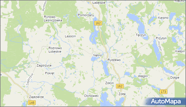 mapa Nętno, Nętno na mapie Targeo