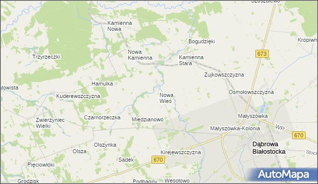 mapa Nowa Wieś gmina Dąbrowa Białostocka, Nowa Wieś gmina Dąbrowa Białostocka na mapie Targeo