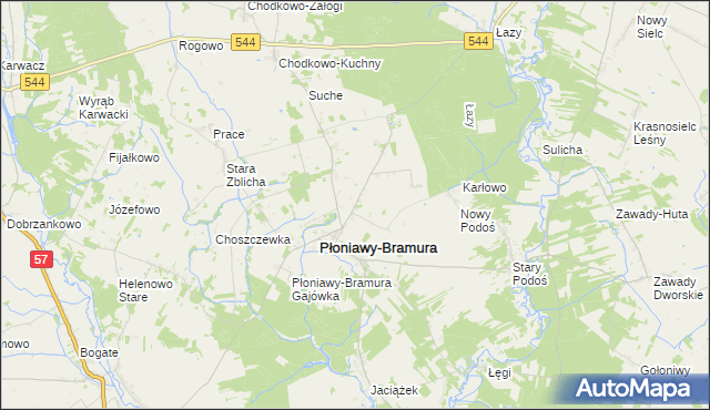 mapa Nowe Płoniawy, Nowe Płoniawy na mapie Targeo