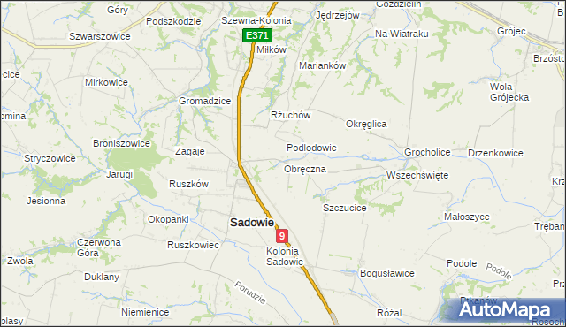 mapa Obręczna, Obręczna na mapie Targeo