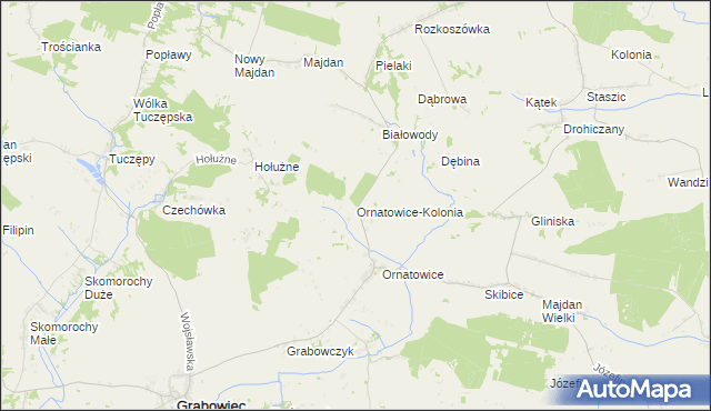mapa Ornatowice-Kolonia, Ornatowice-Kolonia na mapie Targeo