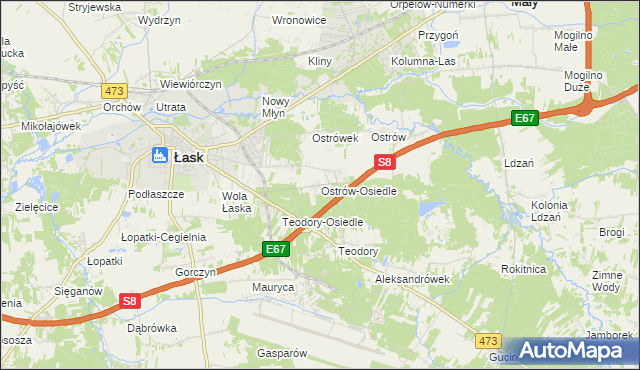 mapa Ostrów-Osiedle, Ostrów-Osiedle na mapie Targeo