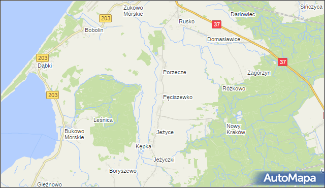 mapa Pęciszewko, Pęciszewko na mapie Targeo