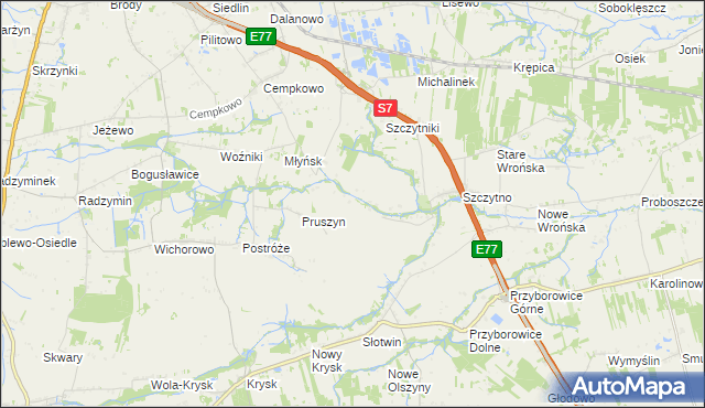 mapa Poczernin gmina Płońsk, Poczernin gmina Płońsk na mapie Targeo