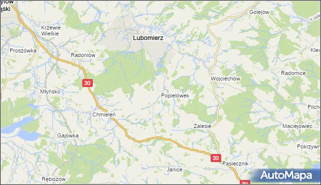 mapa Popielówek, Popielówek na mapie Targeo